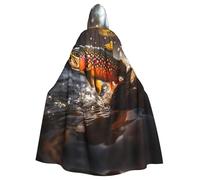 WHJWZY Leaping Salmon Printing aldult - Capa con capucha de Halloween para hombres y mujeres, utilizada para fiestas de graduación