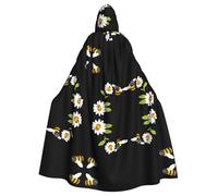 WHJWZY Little Bees in the Flowers - Capa con capucha estampada de Halloween para hombres y mujeres, utilizada para fiestas de graduación