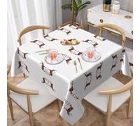 WHJWZY Mantel decorativo cuadrado de 137 x 137 cm, tela impermeable de calidad para protección y decoración de mesa de comedor, patrón de ciervo rojo que mira hacia atrás