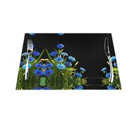 WHJWZY Mantel individual tejido de 45,7 x 30,5 cm, resistente al calor, antideslizante, lavable, estampado de flores de aciano