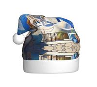 WHJWZY Sombrero de Navidad para adultos, accesorio festivo, Halloween, ceremonias anuales, fiestas de vacaciones, isla griega de Santorini, vista al mar impresa