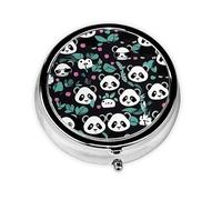 WHJYYXDE Pastillero redondo de 2 x 2 x 0.7 pulgadas, mini caja organizadora de pastillas de medicina de viaje para viajes, ligero para llevar, impresiones de cara linda de panda