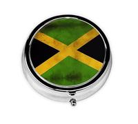 WHJYYXDE Pastillero redondo de 2 x 2 x 0.7 pulgadas, mini caja organizadora de píldoras de medicina de viaje para viajes, ligero para llevar, impresión de la bandera antigua de Jamaica