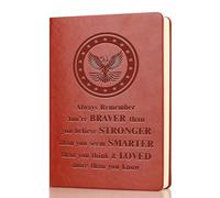 WHLBHG Cuaderno de cuero de regalo del ejército Always Remember You are Braver Stronger Smarter Than You Think, regalo de despliegue militar, diario de graduación (Always-Army)