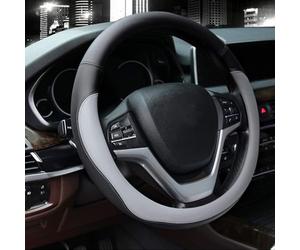 WHLFC Funda de Volante para Dacia Duster II 2018-2023, Cubierta de Rueda de dirección Protector de Manillar Coche Antideslizante Duradera Capucha de Volante,Grey