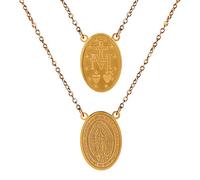 WHLHMK Collar católico de escapularios, medallas de Nuestra Señora del Monte Carmelo y I Sagrado Corazón de Jesús, collar escapulario de acero inoxidable para mujeres y hombres, Escapularios Católicos