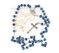 WHLHMK Rosario católico con joyero de metal, 20.4 inches, Cristal Cuero, Sin piedra preciosa