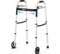 Whlicks Andador plegable estrecho para personas mayores, andadores ligeros de aluminio con ruedas, ancho y altura ajustables para ancianos y discapacitados, soporta hasta 350 libras