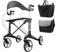 WHLICKS Andadores de carbono para personas mayores, rodador ligero y plegable de 130 libras, capacidad de peso de 330 libras, ultraligero, ruedas silenciosas todo terreno (Negro)