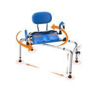 WHLICKS Silla de Ducha Deslizante con Asiento Giratorio Ancho de 360°, Banco de Transferencia de bañera de 450 Libras para bañera, Altura Ajustable y Ancho de Brazos para Ducha Interior, Silla de