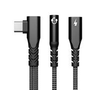 Whltzf 2 En 1 Tipo C A 3.5 Mm Sonido Y Convertidores Carga PD60W con Sonido Hifide Y Cable Nylon Trenzado Nylon Trenzado