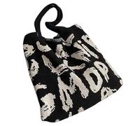 Whltzf Bolso de hombro de punto casual para mujer, gran capacidad, bolso de mano de moda para el trabajo y la escuela, fácil de llevar, elegante y cómodo bolso de mano, negro y blanco
