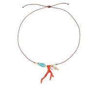 Whltzf Collar con colgante de coral de cerámica hecho a mano, elegante, impermeable, ajustable, cadena de clavícula, accesorio de joyería de fiesta casual, joyería de cerámica europea, talla única