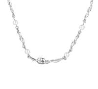 Whltzf Collar de moda con perlas y circonitas de color plateado para mejorar tus atuendos con elegancia para mujeres y mujeres de moda para eventos sociales