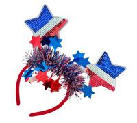 Whltzf Diadema patriótica de reunión familiar brillante con estrella de cinco puntas, decoración para el cabello, guirnaldas de elección, aro de moda, guirnaldas de estrellas