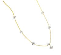 Whltzf Elegante collar con colgante de planta de cuatro hojas, collar de cadena brillante con textura de metal para fiestas y uso diario, joyería de uso diario