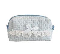 Whltzf Estuche de encaje de algodón de alta capacidad, organizador de lápices, bolsa de maquillaje de viaje para estudiantes, mujeres, escuela, oficina, multiusos, bolsas de viaje, Blue