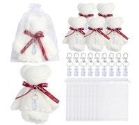 Whltzf Llaveros de oso con bolsas de organza y etiquetas de agradecimiento, suministros de fiesta para bodas, cumpleaños, decoraciones de baby shower