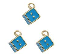 Whltzf Paquete de 3 aretes chapados en oro de 18 quilates con dije de corazón/herradura/dados, collar con colgante de tarjeta, accesorios para hacer joyas, aretes chapados en oro