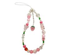 Whltzf Sweet and Lovely - Cordón para teléfono con diseño de oso de fresa, decoración de moda para niñas, accesorio estético para llavero móvil, correa de teléfono de moda