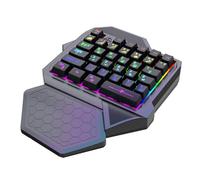 Whltzf Teclado Juego Sola Mano Ergonómica LED 35 Teclas Portable Tecleno Juego Pequeño Portable Controlador Juego Ergonómico para PC Gamer Gaming Keyboard con Soporte Muñeca