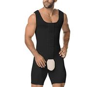 Whlucky Hombre Faja Reductora con Cierre Ganchos Liposucción Shapewear Adelgazante Abdomen y Piernas Transpirable Apto para Boda Fiesta，Negro，4XL