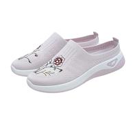 Whmowvn Zapatillas de verano para mujer - Zuecos cerrados con soporte de arco Slides Zapatos planos ortopédicos Slip On Pantuflas ligeras transpirables Zapatos de barco cómodos Zapatos de verano, Rosa