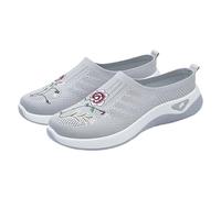 Whmowvn Zapatillas de verano para mujer - Zuecos cerrados con soporte de arco Slides Zapatos planos ortopédicos Slip On Pantuflas ligeras transpirables Zapatos de barco cómodos Zapatos de verano, gris