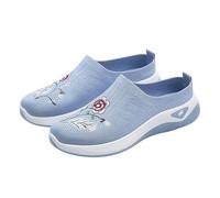 Whmowvn Zapatillas de verano para mujer - Zuecos cerrados con soporte de arco Slides Zapatos planos ortopédicos Slip On Pantuflas ligeras transpirables Zapatos de barco cómodos Zapatos de verano, azul