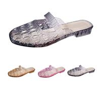 Whmowvn Zuecos de verano para mujer, zapatos de jalea cerrados, antideslizantes, huecos, ligeros, transpirables, elegantes, cómodos, sandalias de verano, antideslizantes, resistentes, Negro , 39 EU