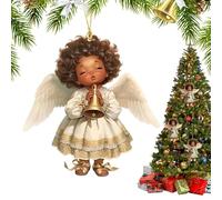 Whnbuij Bonito llavero con colgante de ángel, bonito llavero con colgante de ángel para niña, decoración creativa de coche con campana, colgante de bolsa de dibujos animados para bolsa y coche, a