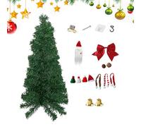 Whnbuij Corona de Navidad para exteriores, decoración de pared iluminada, corona de Navidad para puerta delantera de árbol al revés con lazo y gnomo, decoración del hogar, decoraciones de Navidad