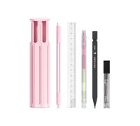 Whnbuij Estuche organizador de bolígrafos, caja de lápices hexagonal, práctica y resistente, elegante organizador de almacenamiento de suministros escolares para escuela, viajes, Pink, Refer to