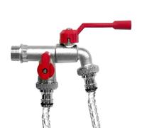 Whnbuij Grifo de espiga exterior | Grifo de agua de jardín montado en la pared exterior | Espiga de agua de doble salida para patio, grifo de agua de doble salida para lavadora, conector de manguera