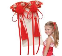 Whnbuij Horquillas para el pelo chinas, lazos rojos con borlas, pinza para el pelo de estilo chino, accesorios para el cabello de Año Nuevo para el día de la madre, niños, familia, amigos