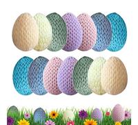 Whnbuij Huevos De Pascua,14 Piezas Artesanía Crochet para Guirnalda Primavera | Falsos,para Decoración Comedor, Lugar Trabajo, Jarrón, Corona, Y