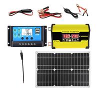 Whnbuij Kit De Energía Solar - Panel Solar 18W 12V con Inversor Y Cargador | Sunpowerr Completo, Regulador DC CA 110V/220V 300W 30A con 2 Puertos USB Y Pantalla LED para Teléfonos, 220 V., Se référer