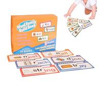Whnbuij Libro de construcción familiar de palabras, juego educativo de aprendizaje de vocabulario, tarjetas flash de fonética, para jardín de infantes, aula, hogar, viajes, escuela en casa, lectura