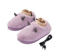 Whnbuij Pantuflas térmicas para mujer, pantuflas de calefacción para el hogar, zapatos con calefacción USB suave para interiores, pantuflas de calefacción eléctrica para mujer