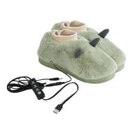 Whnbuij Pantuflas térmicas para mujer, pantuflas de calefacción suave para el hogar, zapatos con calefacción USB suave para interiores, pantuflas de calefacción eléctrica para mujer, Verde claro, d