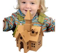 Whnbuij Paper House DIY Making, Crisp KT Board, Patience, Imagination | Casa de juegos de cartón para colorear cultiva la paciencia, desarrolla la imaginación, habitación de los niños, armario