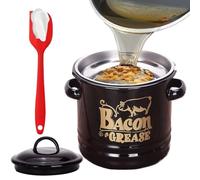 Whnbuij Recipiente para Grasa de Bacon,1.2L Conservador,Bote Bacon Con Espátula Y Colador | Cocina Familiar, Desayunos, Brunch Comidas