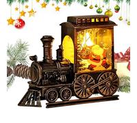 Whnbuij Tren de Navidad iluminado | Farol decorativo de globo de nieve de tren de Navidad - Figura LED pequeña de tren de Navidad para escritorios, dormitorios, reuniones familiares, decoración de