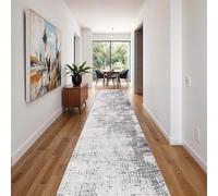 Whnoorher Alfombra Moderna de Pasillo con Rayas Grises y Negras, Extra Larga, para Entrada, salón, Cocina y lavadero, Antideslizante y Lavable, Ideal para Decorar el hogar.(60×500cm)