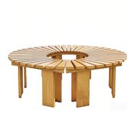 Whnoorher Banco Curvo de Madera para jardín | Banco de árbol Resistente para jardín | Asiento Redondo Decorativo | Silla Envolvente de árbol para Exteriores | 4 Colores(Wood Color,Round)