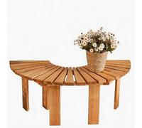 Whnoorher Banco de árbol Redondo semicircular | Banco Curvo para Porche, jardín, Patio al Aire Libre | Bancos Envolvente sin Respaldo para el Parque(Wood Color,Round)