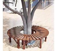 Whnoorher Banco de árbol semicircular Bancos de Madera para Exteriores Taburete de Descanso de Parque rústico Resistente a la Intemperie para 2 Personas Banco de Comedor(Round)