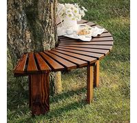 Whnoorher Banco de árbol semicircular de Madera Maciza Patio al Aire Libre Jardín Porche Banco Curvo Bancos de Ocio Azules Asiento de Listones Resistente a la Intemperie(marrón,Half Round)