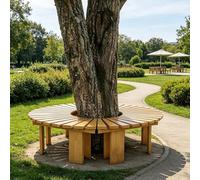 Whnoorher Banco Envolvente para árboles al Aire Libre | Banco de árbol Redondo Blanco | Silla de Patio Asiento de Comedor para Patio sin Respaldo | Bancos de Madera(Wood Color,Half Round)