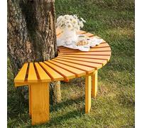 Whnoorher Banco Redondo para árbol con Asientos al Aire Libre, Taburete de Descanso para Parque de Madera, Banco Curvo para jardín, Resistente a la Intemperie(Wood Color,Half Round)
